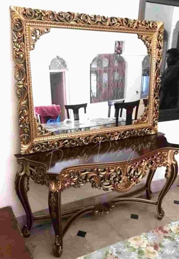 Handcrafted Wooden Console with Frame
