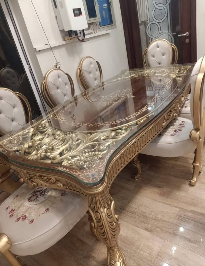 Royal Chinioti Carved Dining Table with 6 Chairs