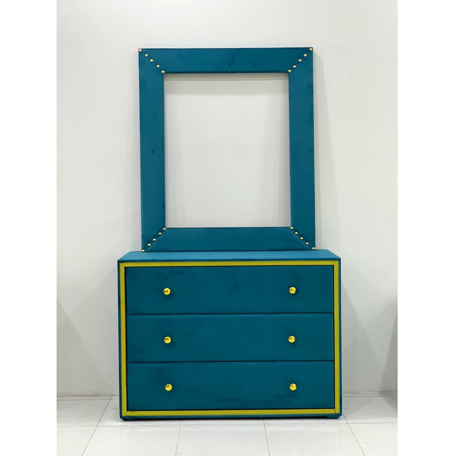 Teal Velvet Upholstered Bed Set